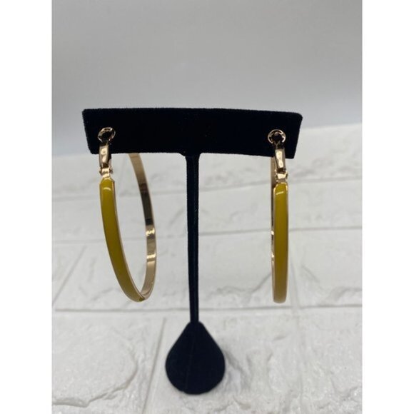 Women’s Big Enamel Hoop Earrings with Rose Gold Tone Plated, Nickel-free Stainle - Picture 3 of 8